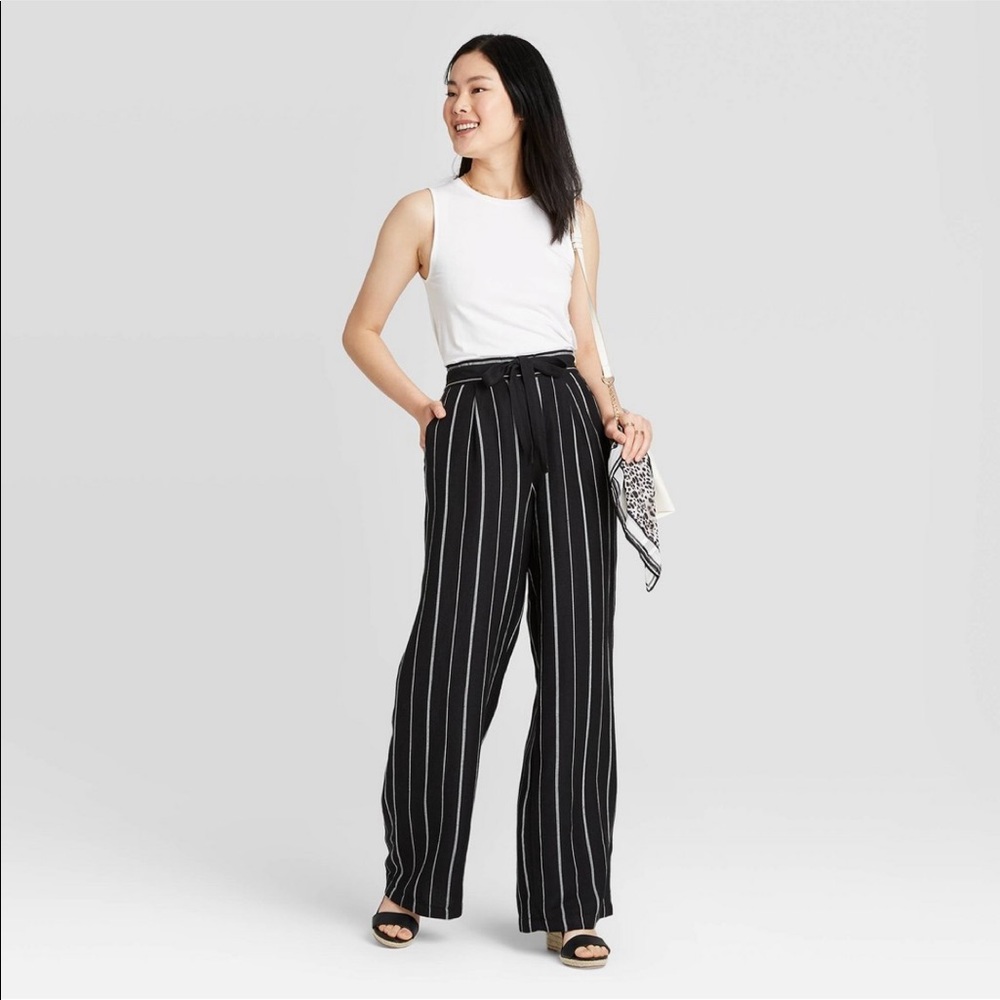 Striped Mid-Rise Wide Leg pants - A New Day Navy S - Picture 5 of 5